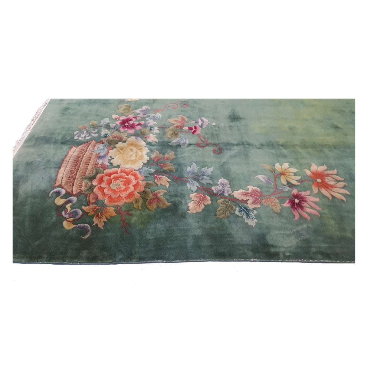 Pacific Art Deco 23048 Green Green Modern Hand Knotted Rug