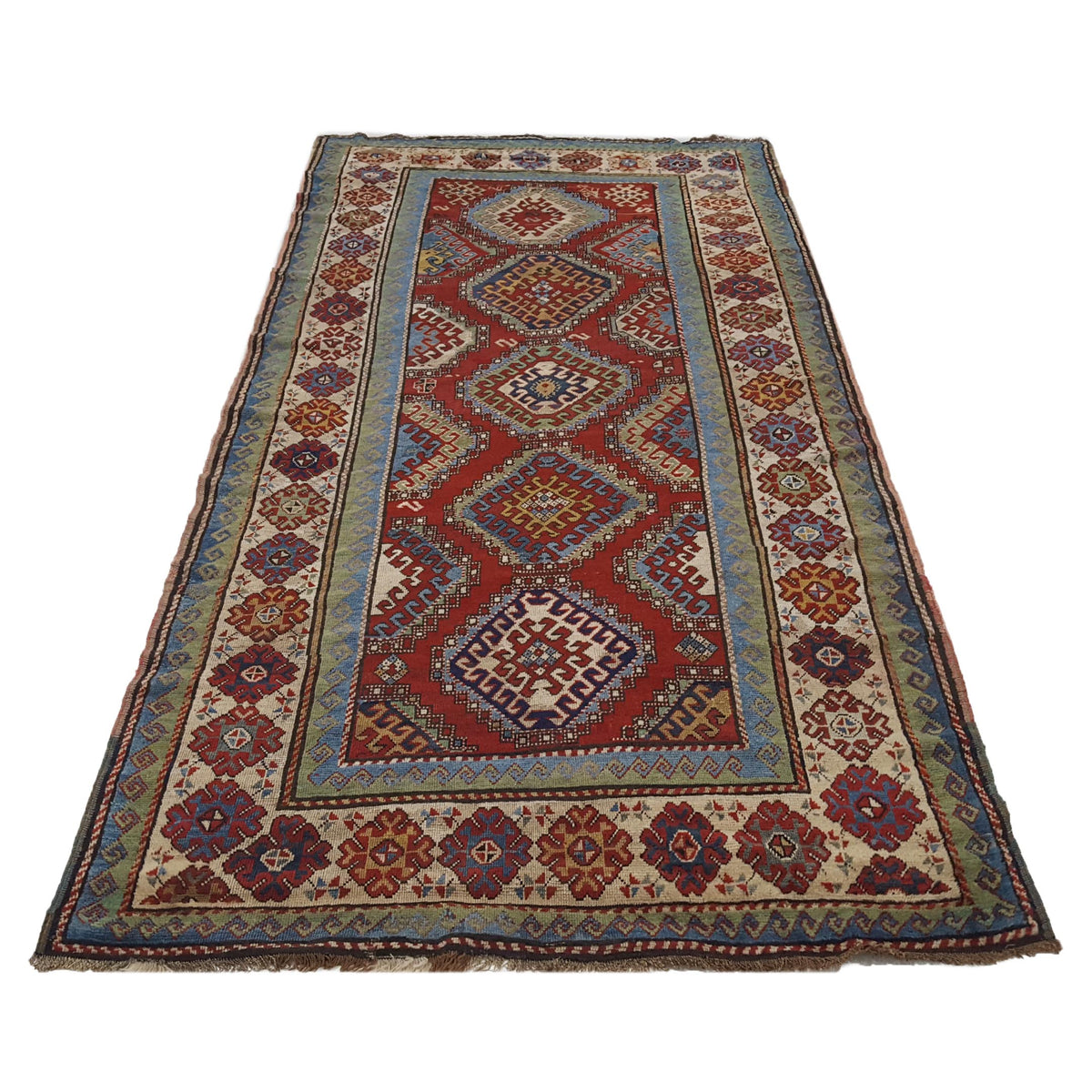 Fasa Antique Kazak 26600 Rust Ivory Traditional Antique Rug