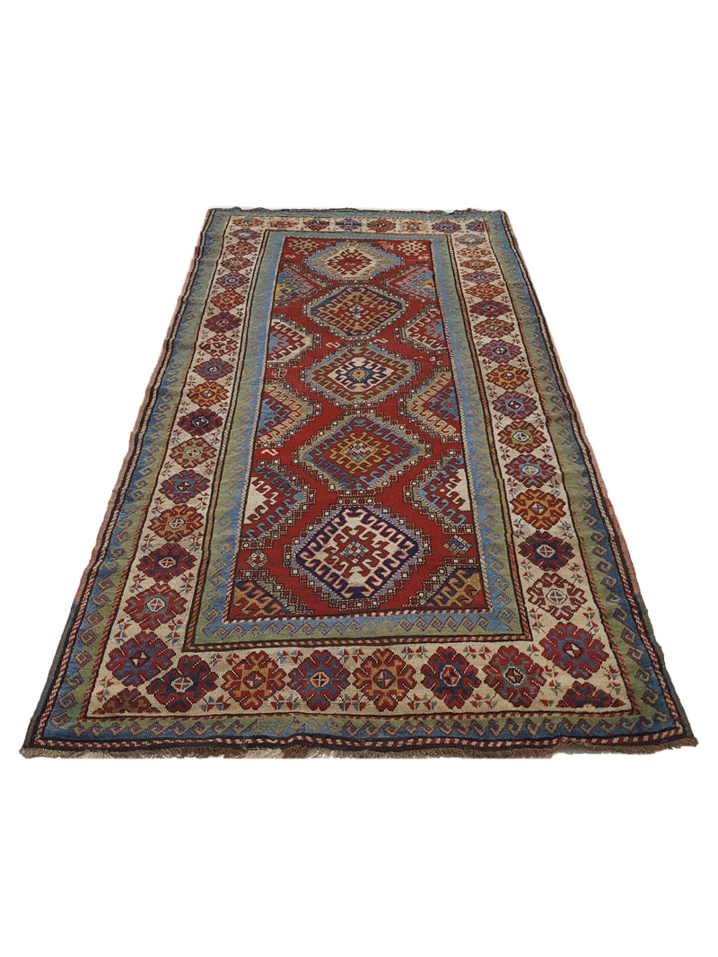 Fasa Antique Kazak 26600 Rust Ivory Traditional Antique Rug