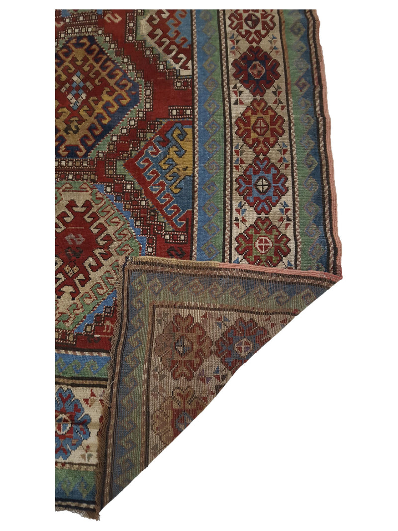 Fasa Antique Kazak 26600 Rust Ivory Traditional Antique Rug