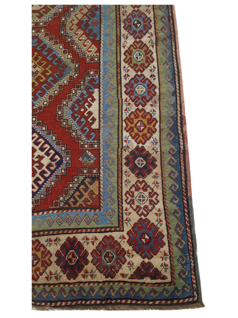 Fasa Antique Kazak 26600 Rust Ivory Traditional Antique Rug