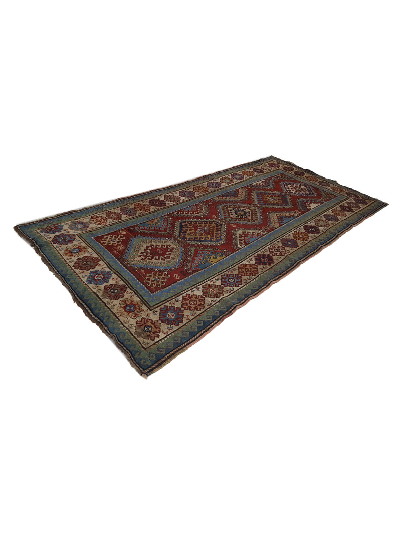 Fasa Antique Kazak 26600 Rust Ivory Traditional Antique Rug