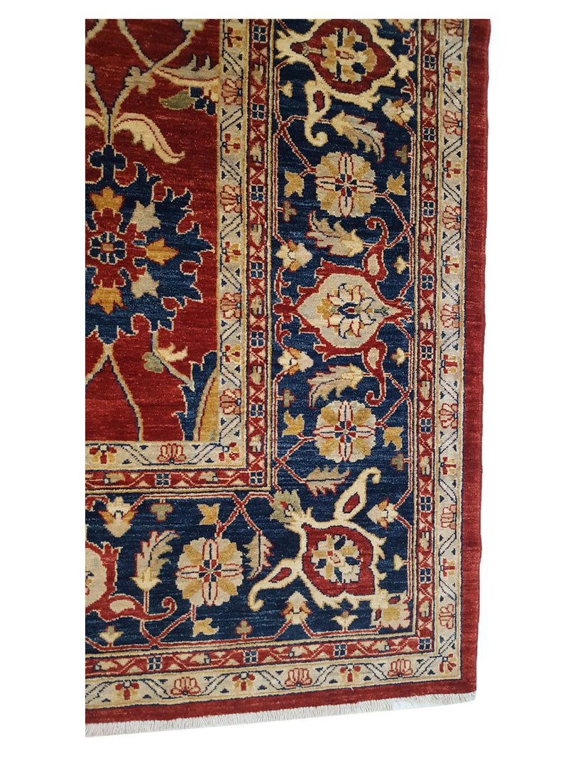 Pacific Ziegler 26691 Red Blue Transitional Hand Knotted Rug