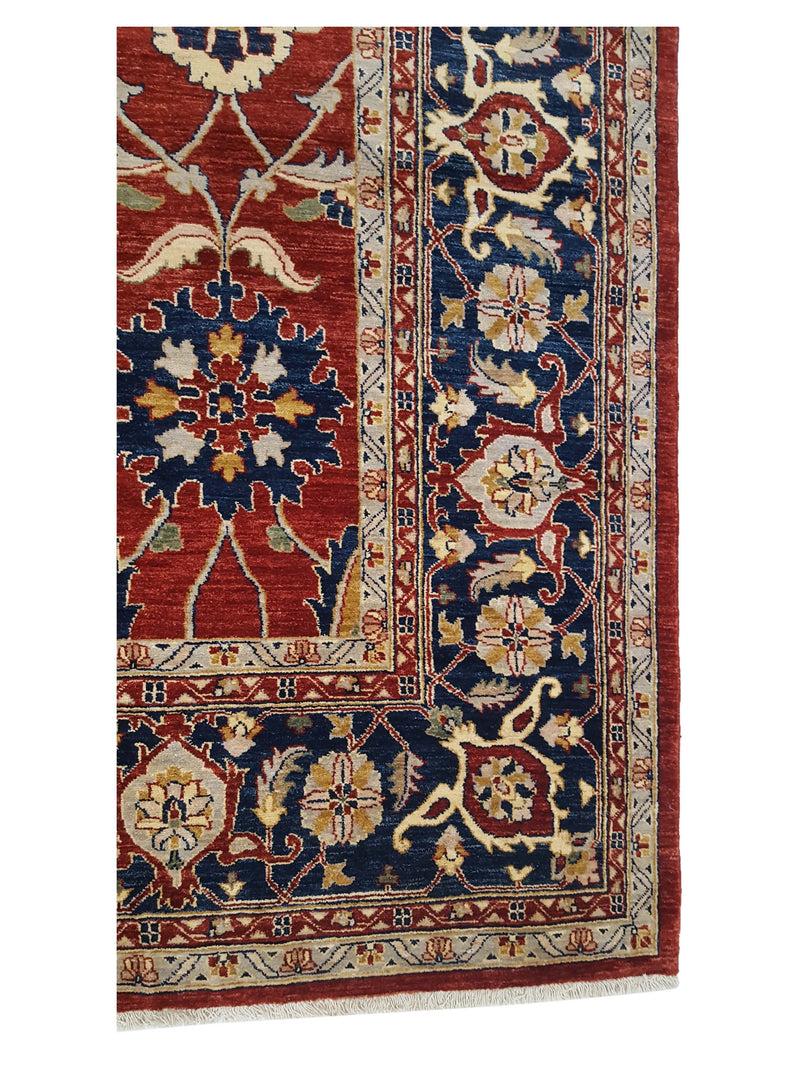 Pacific Ziegler 27534 Red Blue Transitional Hand Knotted Rug