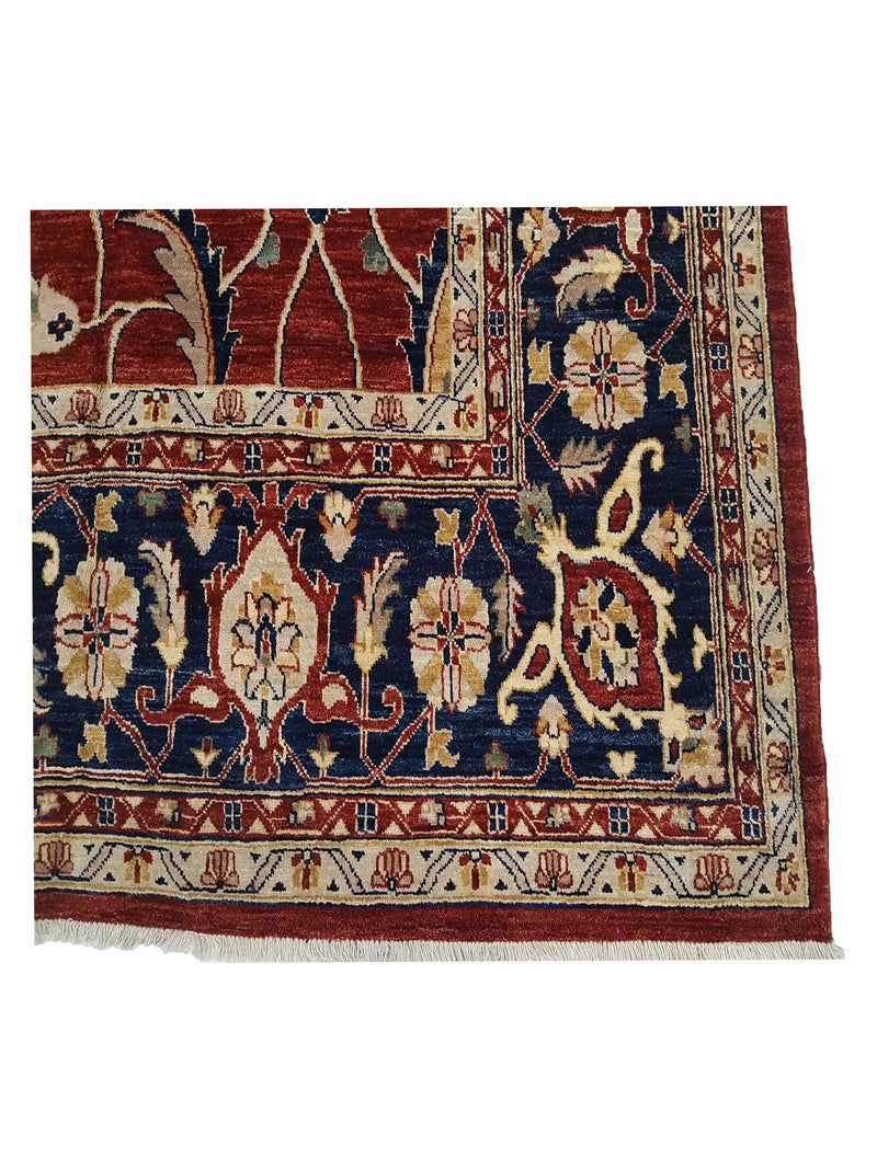 Pacific Ziegler 27534 Red Blue Transitional Hand Knotted Rug