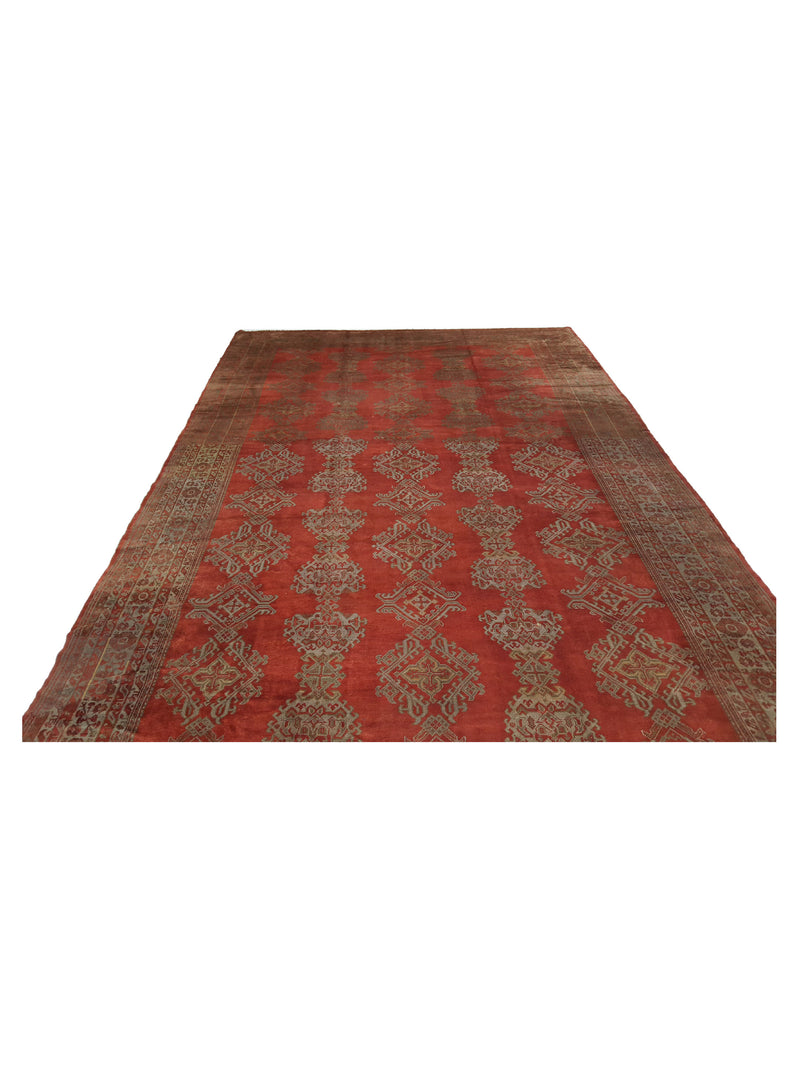 Fasa Antique Ushak 27579 Rust Grey Traditional Antique Rug
