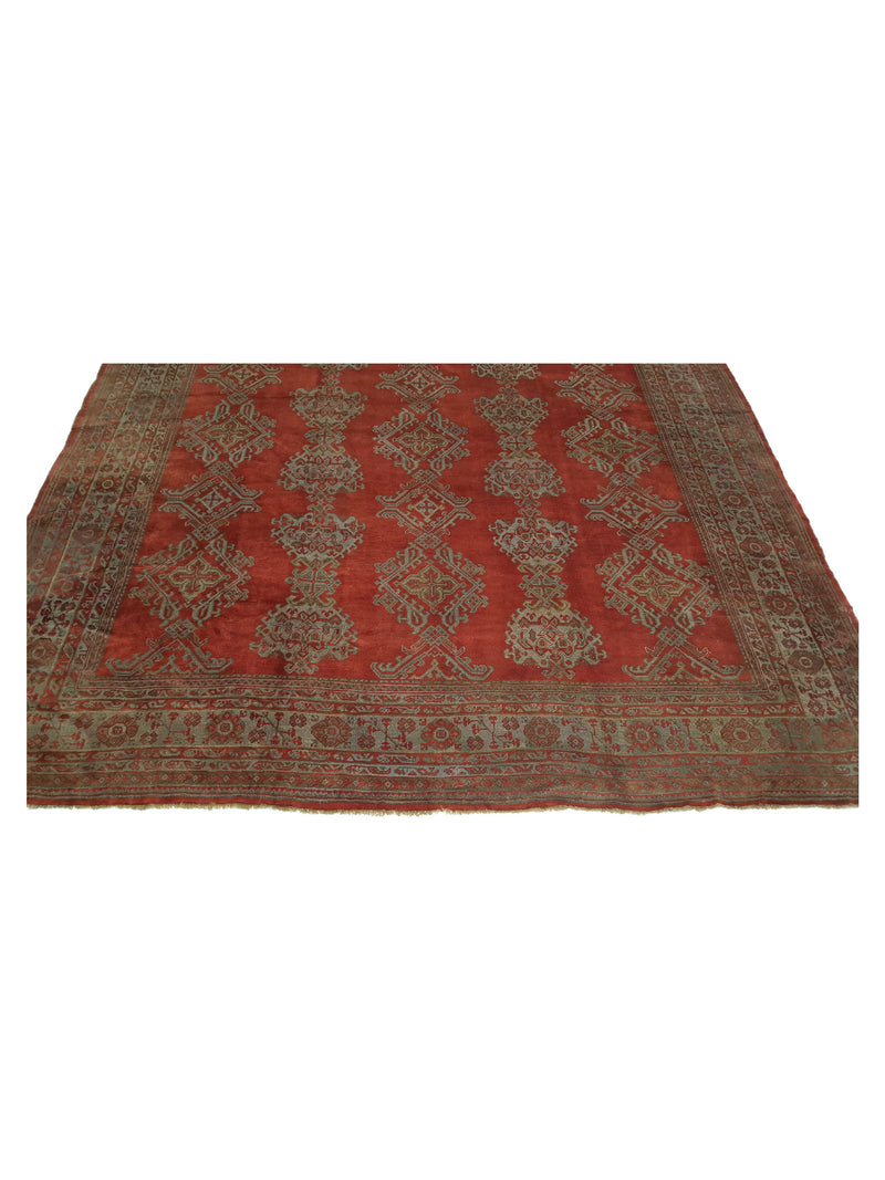 Fasa Antique Ushak 27579 Rust Grey Traditional Antique Rug