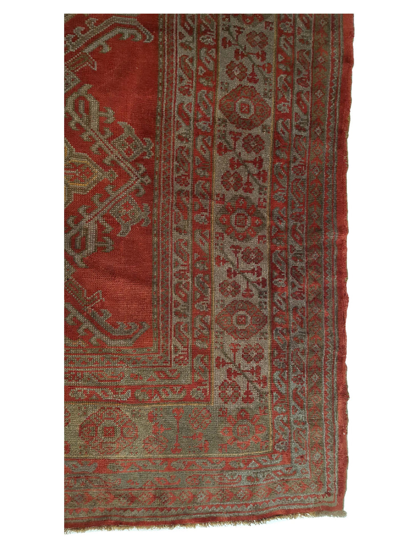 Fasa Antique Ushak 27579 Rust Grey Traditional Antique Rug