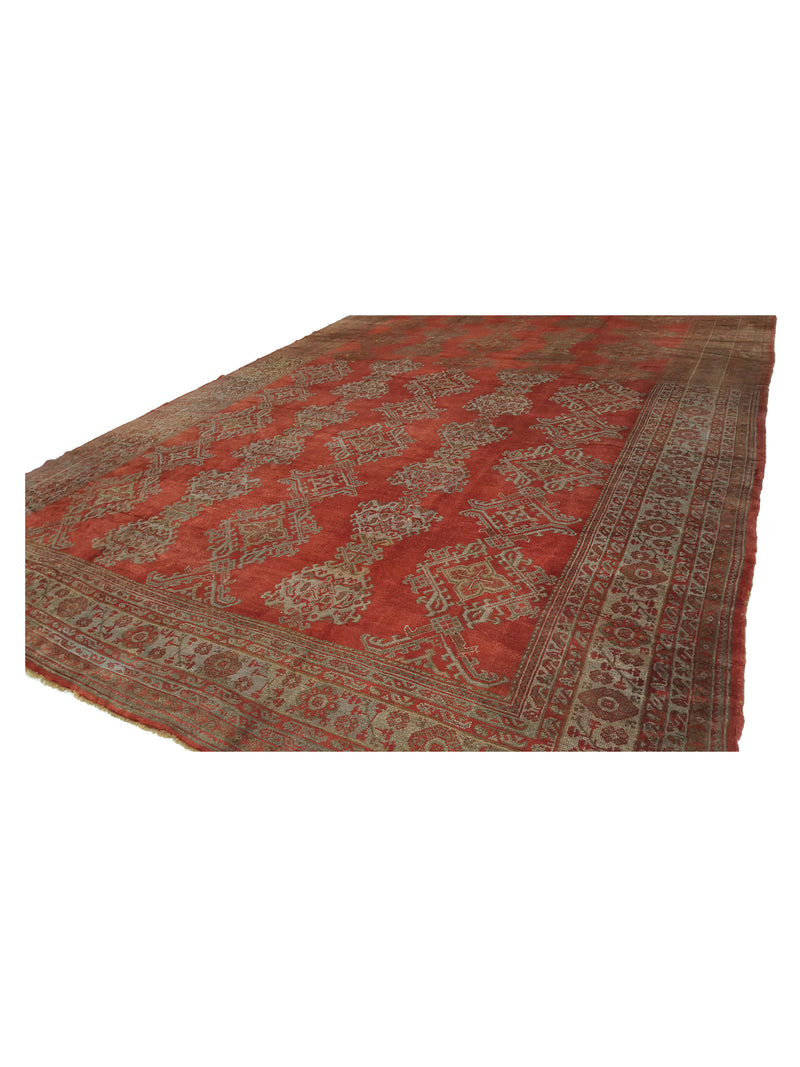 Fasa Antique Ushak 27579 Rust Grey Traditional Antique Rug