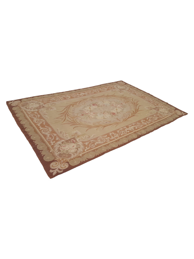 Pacific Aubusson 27583 Lt.Brown Beige Tapestry Hand Knotted Rug