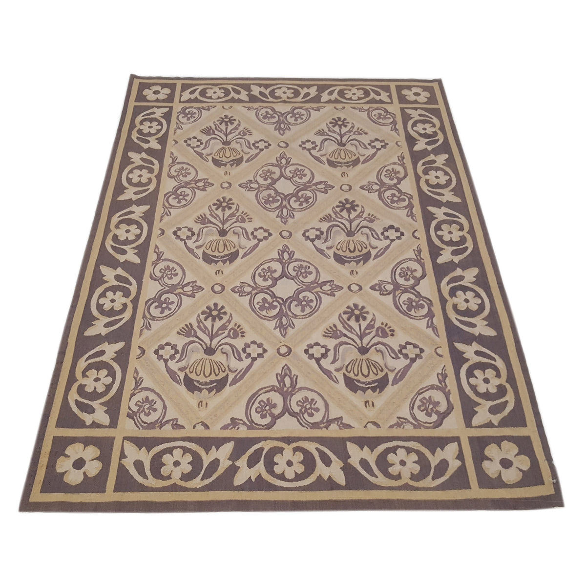 Pacific Aubusson 27584 Beige Grey Tapestry Hand Knotted Rug