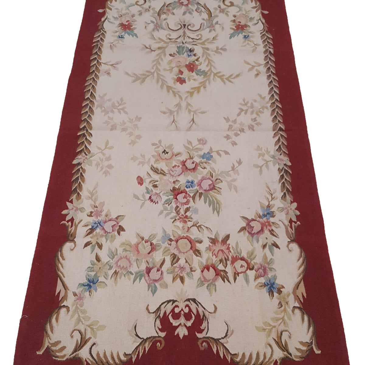 Pacific Aubusson 27587 Ivory Red Tapestry Hand Knotted Rug