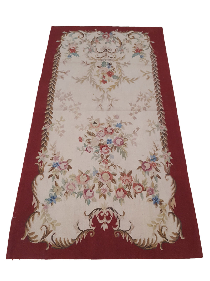 Pacific Aubusson 27587 Ivory Red Tapestry Hand Knotted Rug