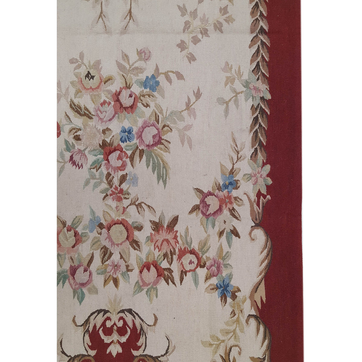 Pacific Aubusson 27587 Ivory Red Tapestry Hand Knotted Rug
