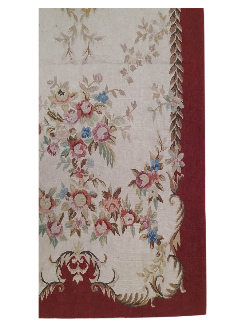 Pacific Aubusson 27587 Ivory Red Tapestry Hand Knotted Rug