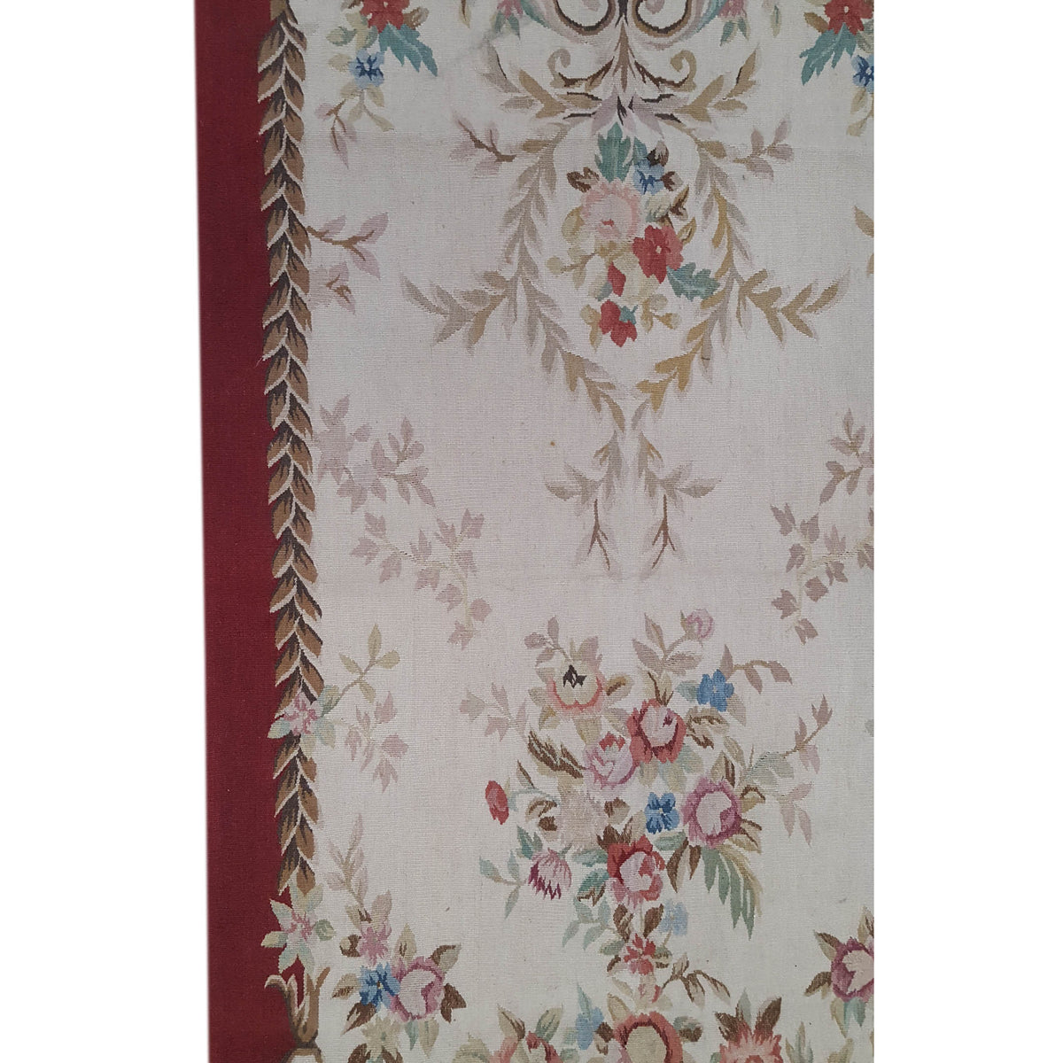 Pacific Aubusson 27587 Ivory Red Tapestry Hand Knotted Rug