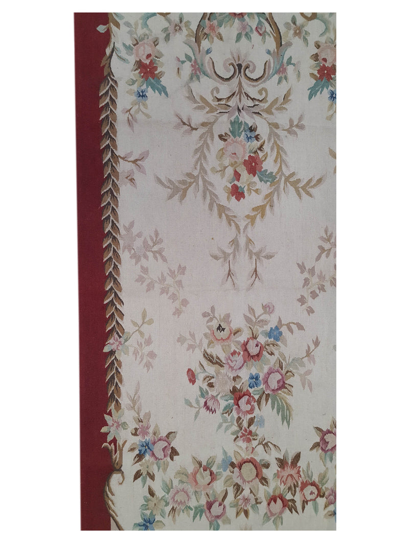Pacific Aubusson 27587 Ivory Red Tapestry Hand Knotted Rug