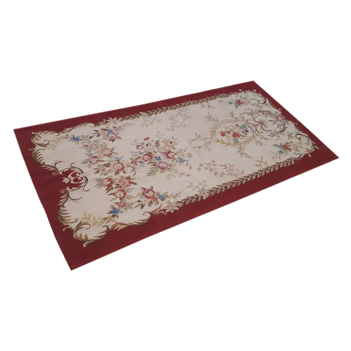 Pacific Aubusson 27587 Ivory Red Tapestry Hand Knotted Rug