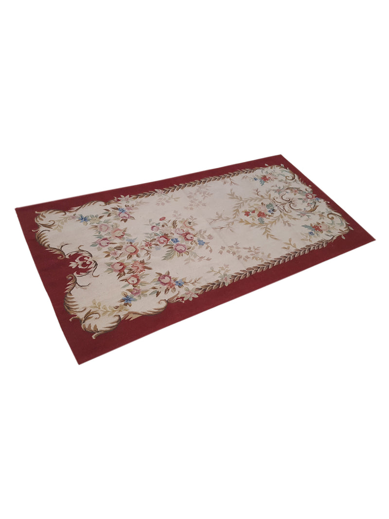 Pacific Aubusson 27587 Ivory Red Tapestry Hand Knotted Rug