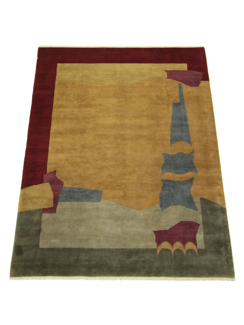 Pacific Gouri Ganga 27721 Gold Multi Modern Hand Knotted Rug