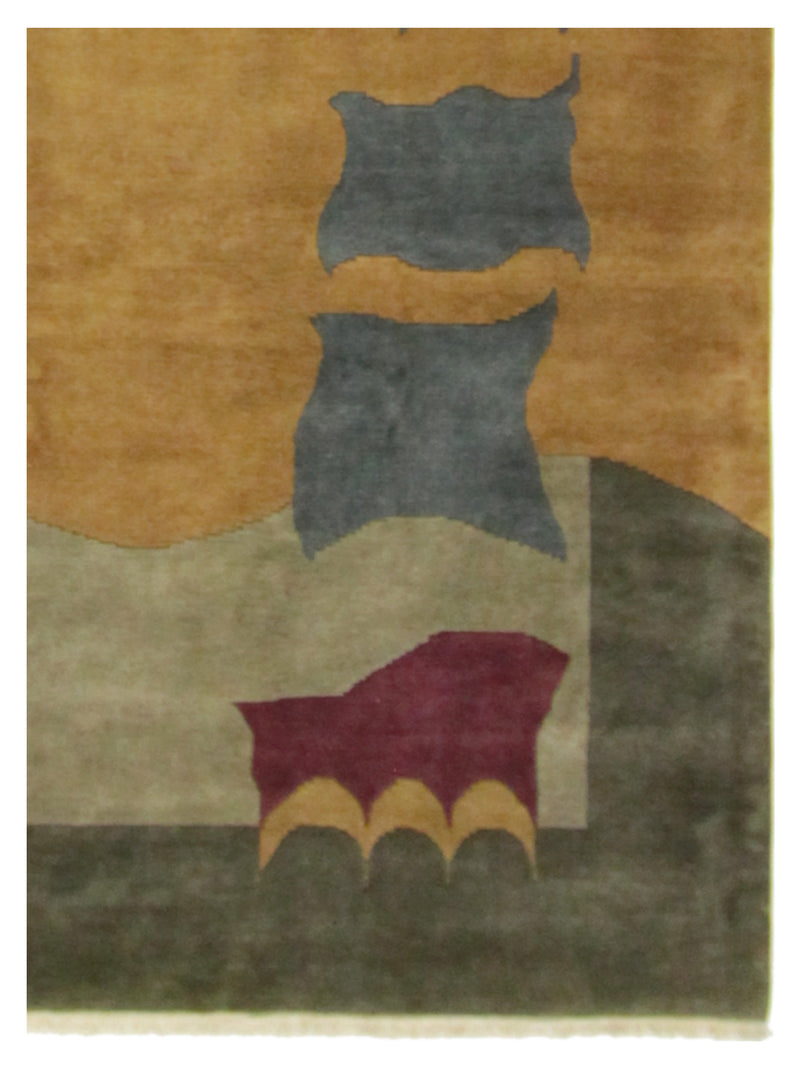 Pacific Gouri Ganga 27721 Gold Multi Modern Hand Knotted Rug