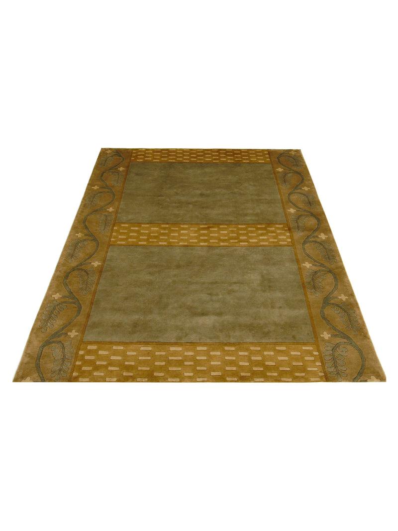 Pacific Tranquality 27963 Gold Green Modern Hand Knotted Rug