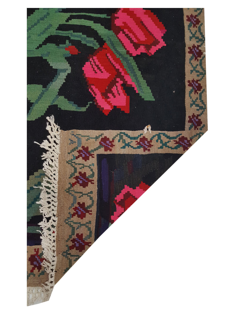 Pacific Besebrian 28964 Black Multi Kilim Hand Knotted Rug