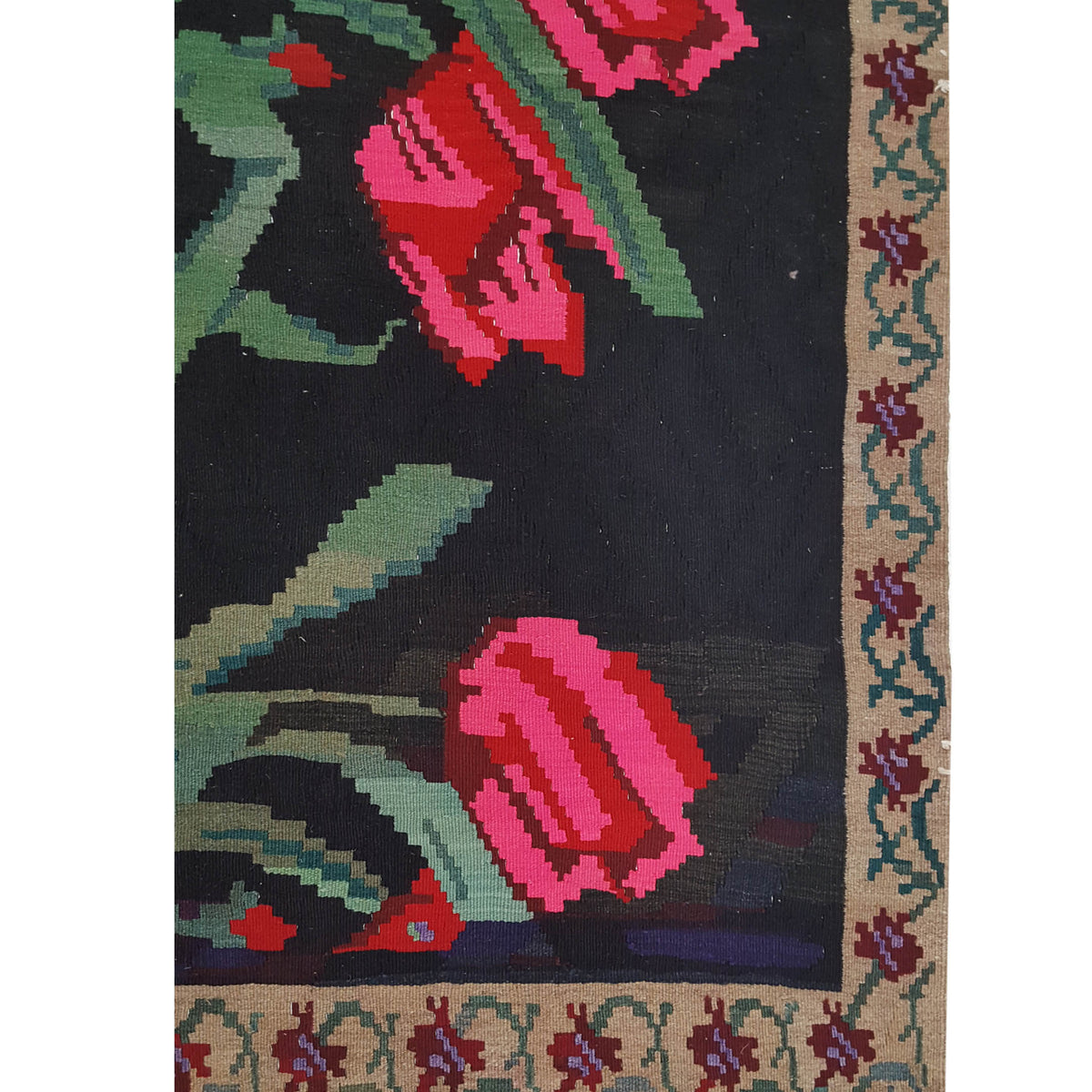 Pacific Besebrian 28964 Black Multi Kilim Hand Knotted Rug