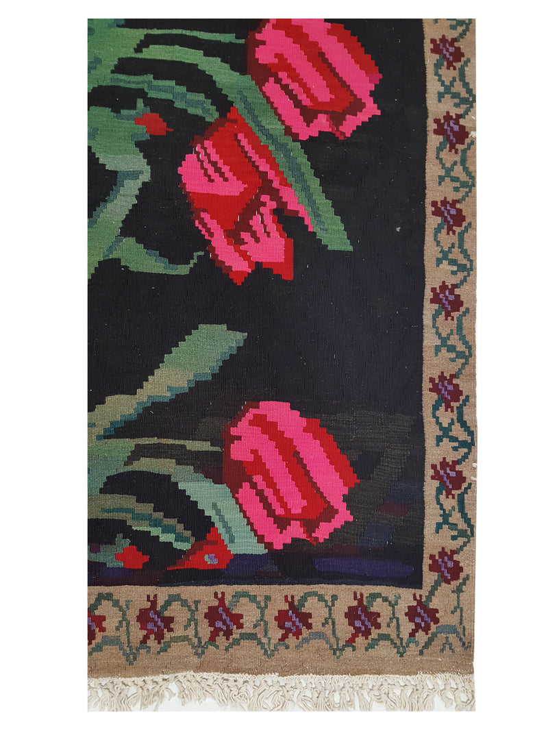 Pacific Besebrian 28964 Black Multi Kilim Hand Knotted Rug