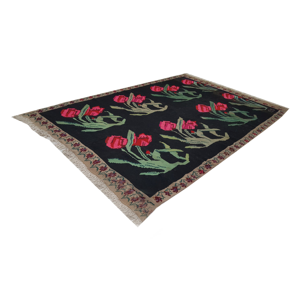 Pacific Besebrian 28964 Black Multi Kilim Hand Knotted Rug