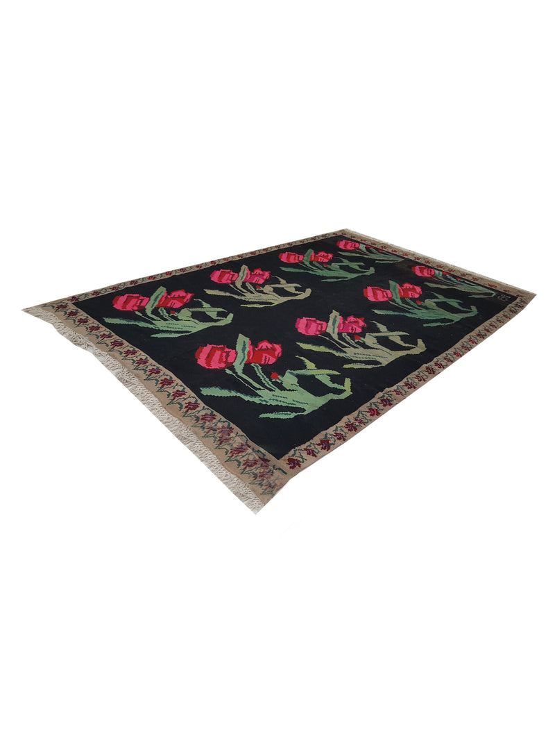 Pacific Besebrian 28964 Black Multi Kilim Hand Knotted Rug