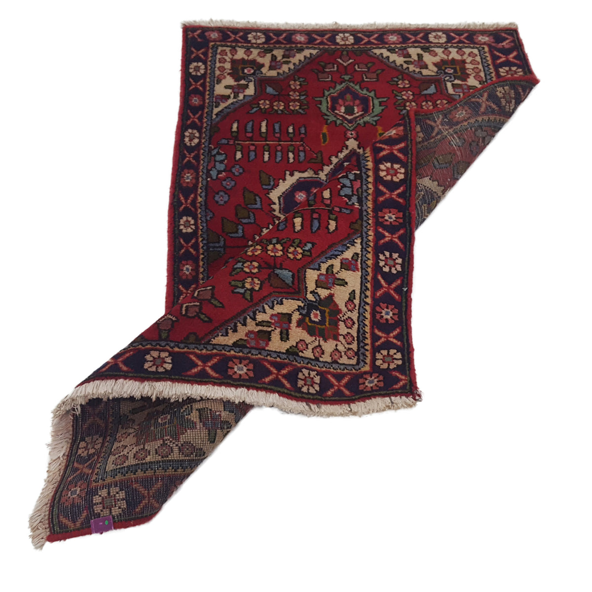 Pacific Hamadan 28977 Burgundy Navy Traditional Hand Knotted Rug