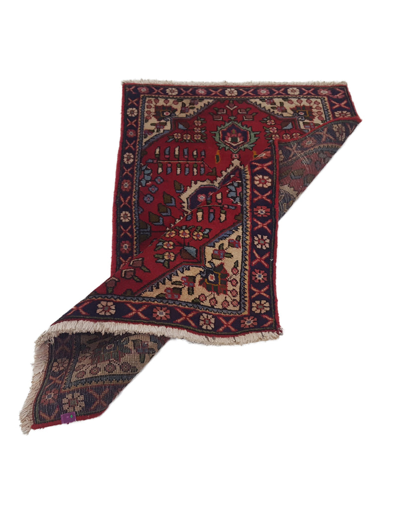 Pacific Hamadan 28977 Burgundy Navy Traditional Hand Knotted Rug