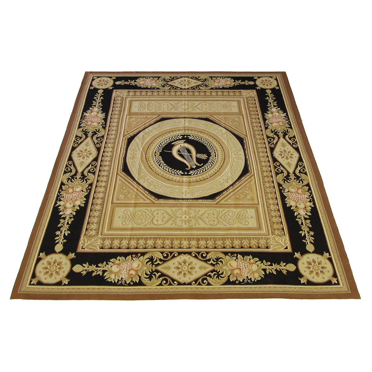 Pacific Aubusson 28980 Gold Black Traditional Hand Knotted Rug