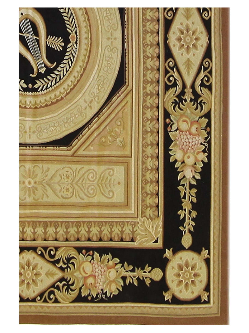 Pacific Aubusson 28980 Gold Black Traditional Hand Knotted Rug