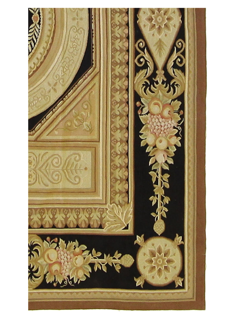Pacific Aubusson 28980 Gold Black Traditional Hand Knotted Rug