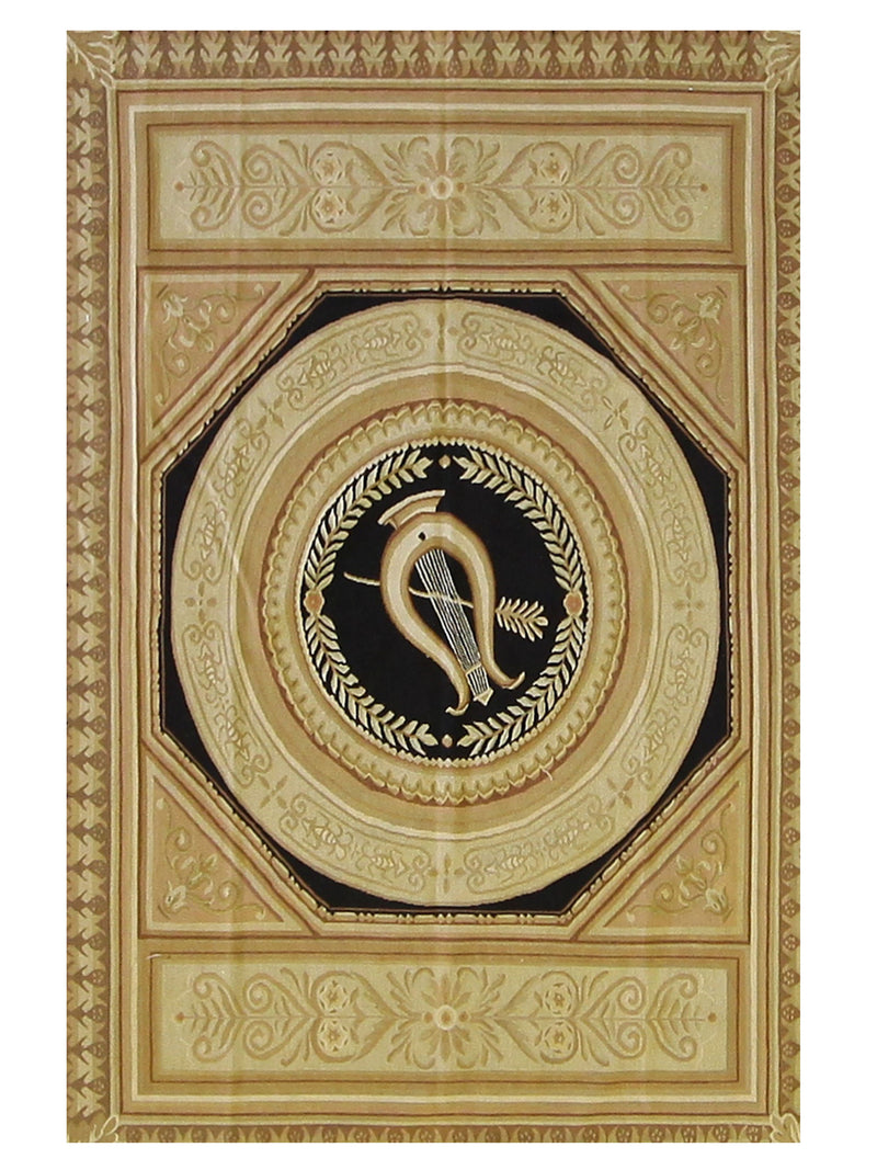 Pacific Aubusson 28980 Gold Black Traditional Hand Knotted Rug