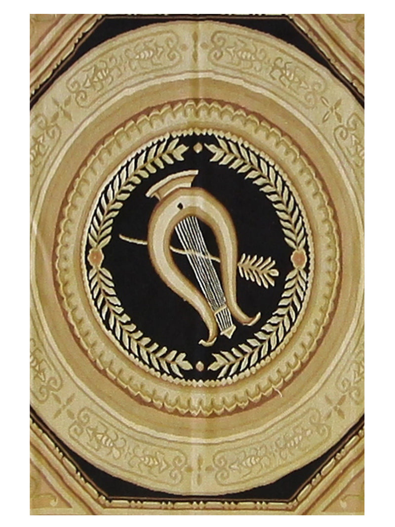 Pacific Aubusson 28980 Gold Black Traditional Hand Knotted Rug