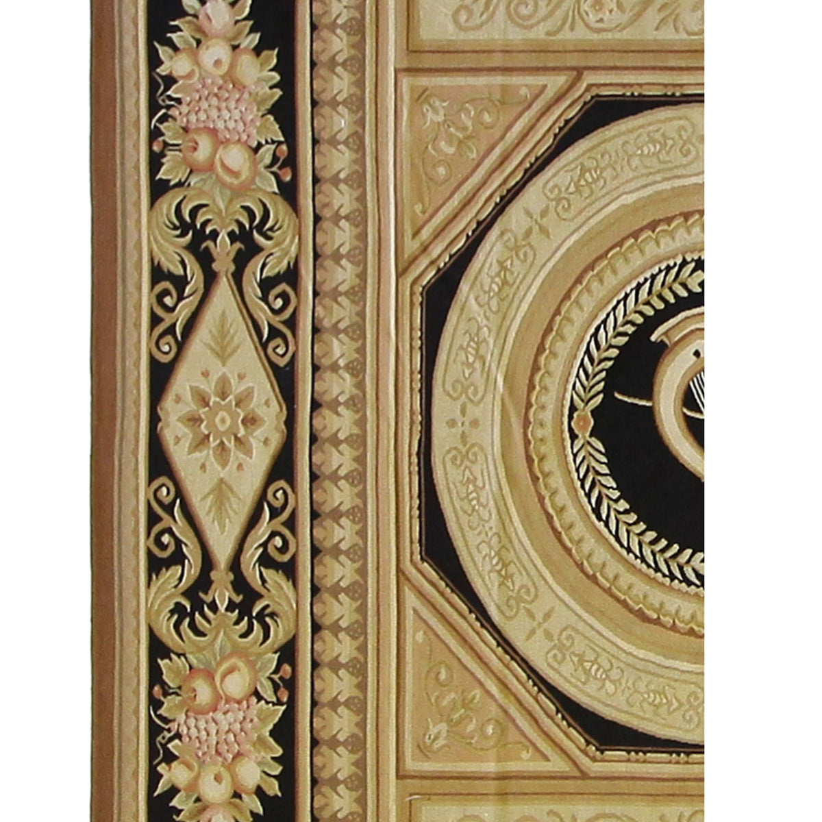 Pacific Aubusson 28980 Gold Black Traditional Hand Knotted Rug