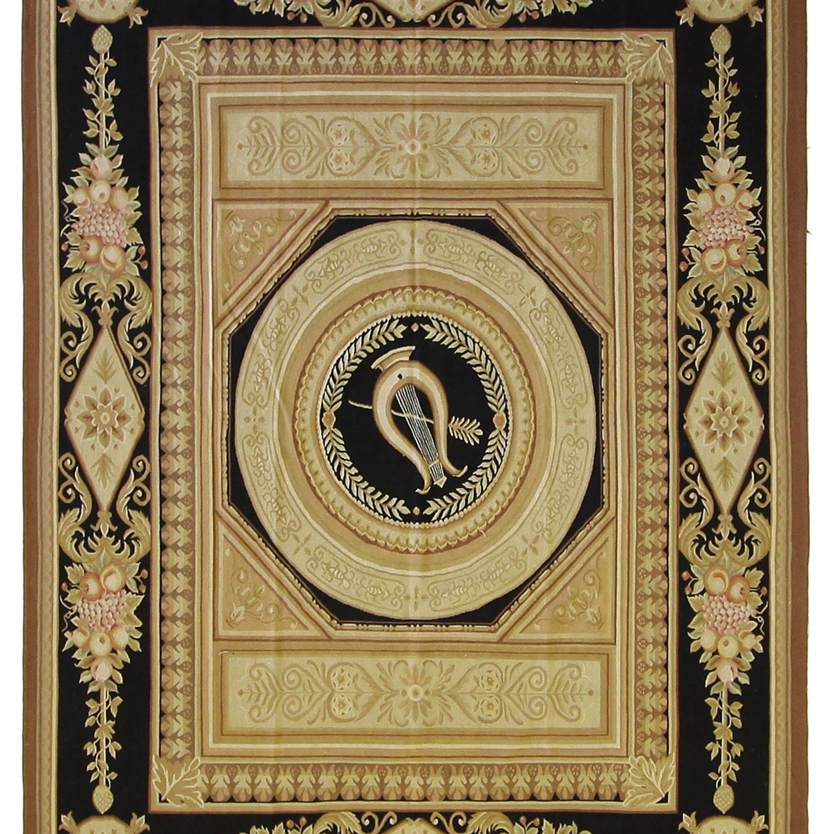 Pacific Aubusson  Gold Black Traditional