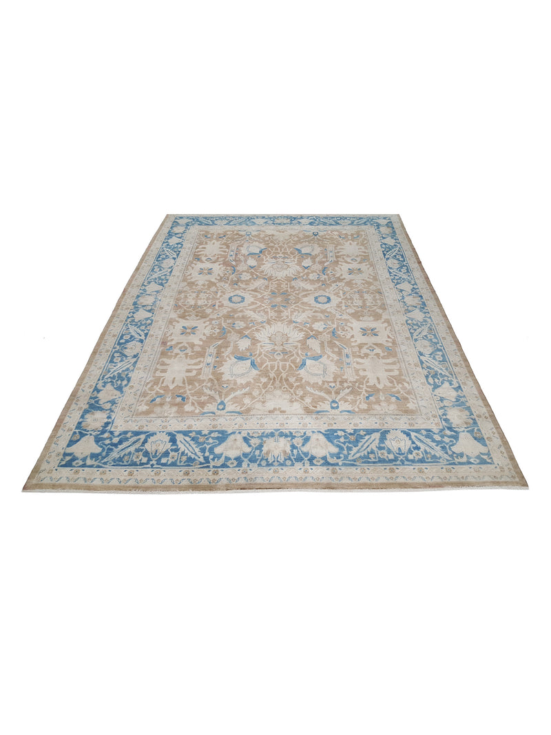 Pacific Ziegler 29026 Brown Blue Transitional Hand Knotted Rug