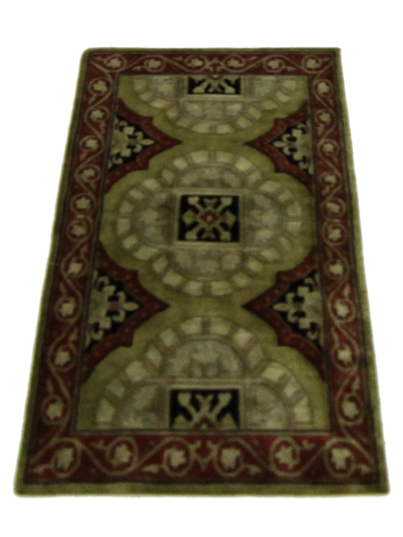 Pacific Gouri Ganga 29237 Green Red Transitional Hand Knotted Rug