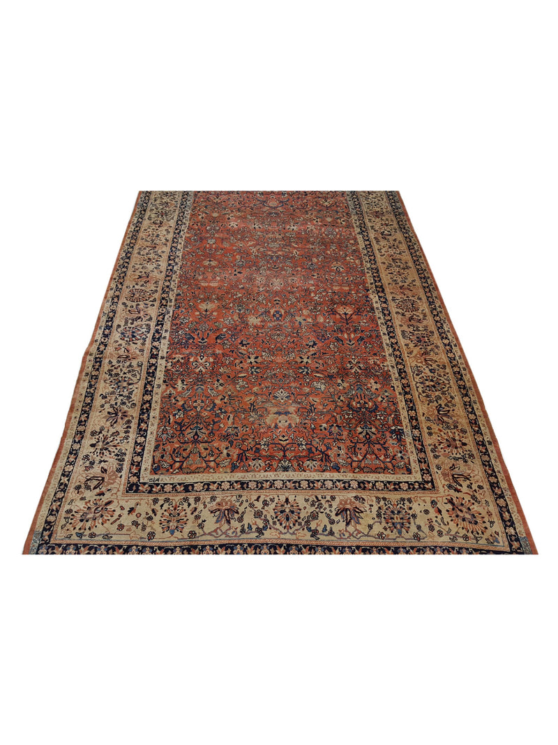 Fasa Antique Mahal 29240 Coral Ivory Traditional Antique Rug