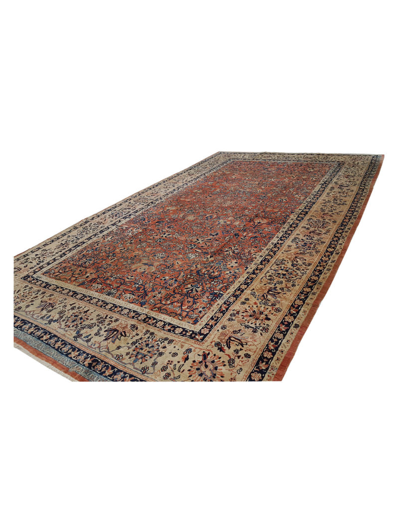 Fasa Antique Mahal 29240 Coral Ivory Traditional Antique Rug