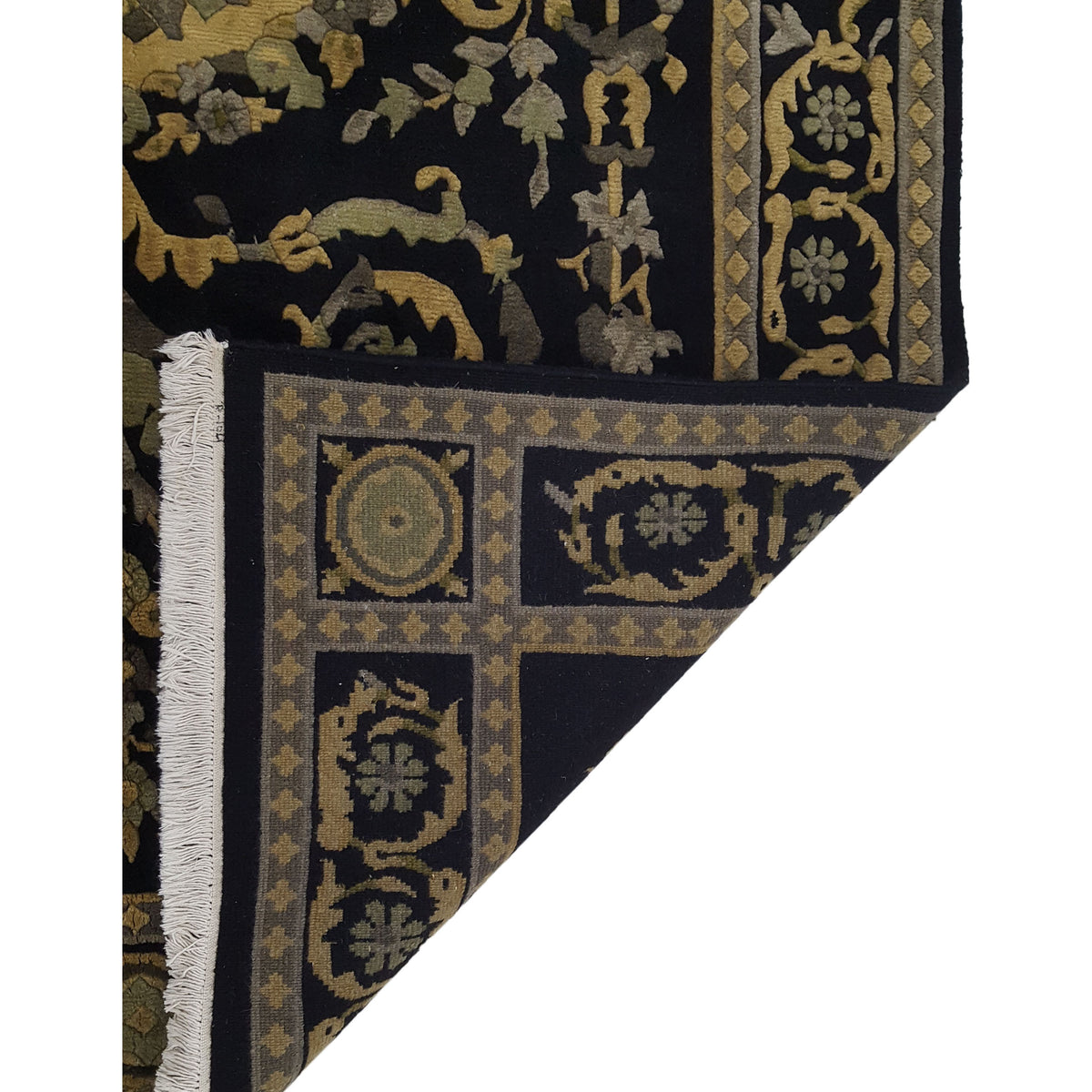 Pacific Gouri Ganga 29336 Black Gold Traditional Hand Knotted Rug