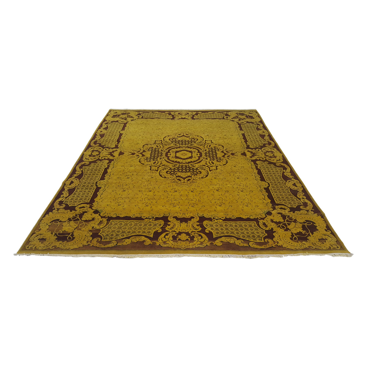 Pacific Classic 29378 Mustard Burgundy Transitional Hand Knotted Rug