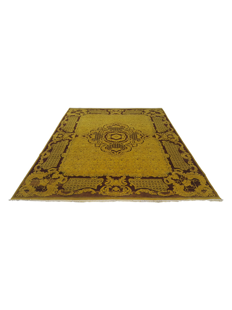 Pacific Classic 29378 Mustard Burgundy Transitional Hand Knotted Rug