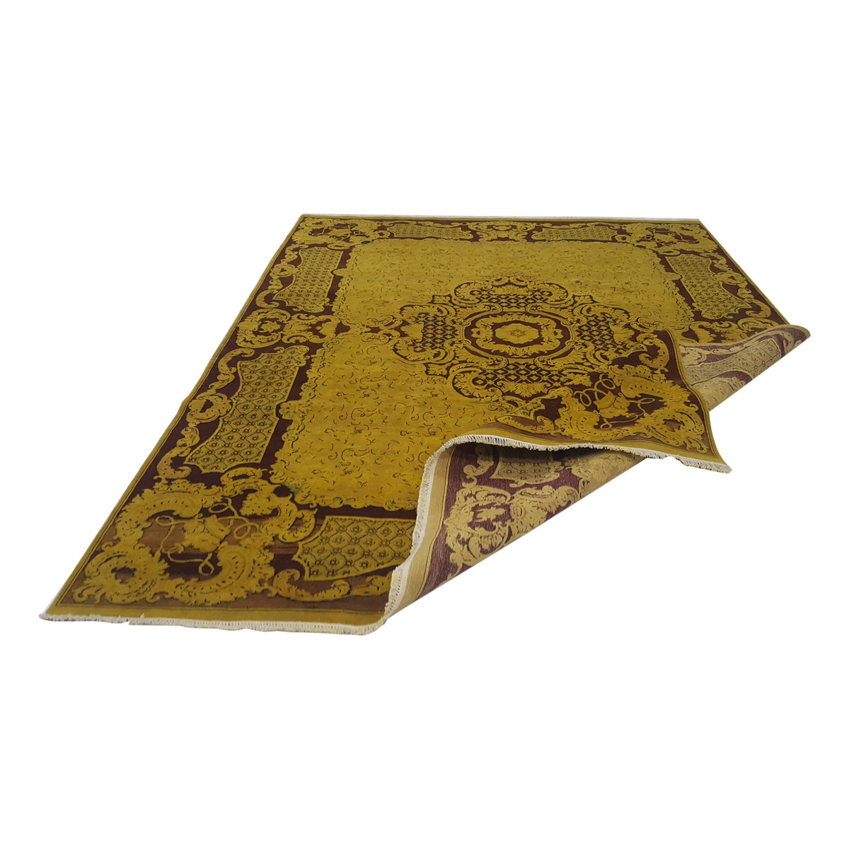 Pacific Classic 29378 Mustard Burgundy Transitional Hand Knotted Rug