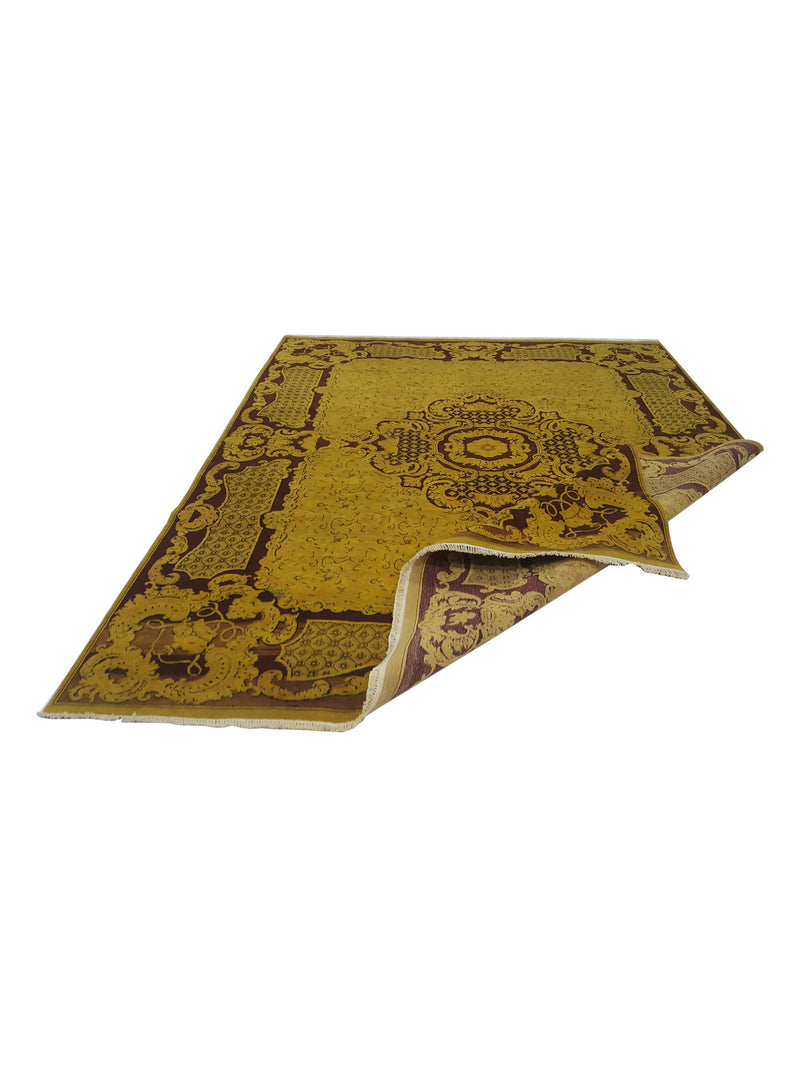 Pacific Classic 29378 Mustard Burgundy Transitional Hand Knotted Rug