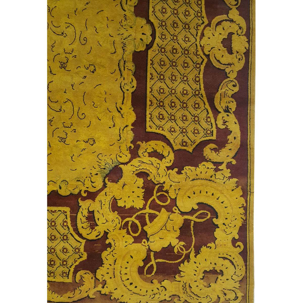 Pacific Classic 29378 Mustard Burgundy Transitional Hand Knotted Rug